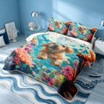 thumbnail image 3 of Erosebridal Ocean Animal Bed Spread Queen, Coastal Dog Queen Coverlet Set, Polka Dots Reversible 3 Pieces, 1 Quilt and 2 Pillowcases, 3 of 7
