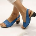 thumbnail image 2 of Comfortable Elegant Low Chunky Heel Shoes Women Summer Thick Heel Sandals Pumps Buckle Open Toe Casual Shoes Light Blue qILAKOG Size 7.5, 2 of 5