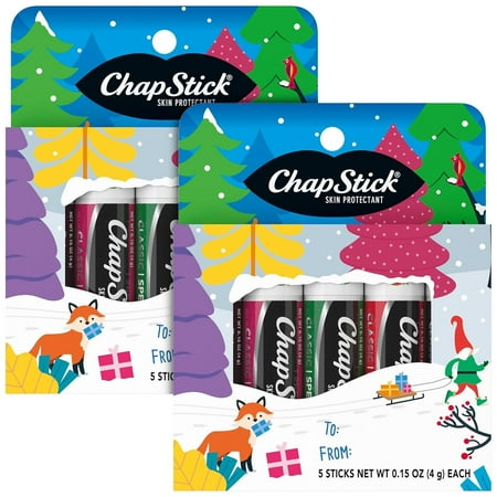 ChapStick Holiday Lip Balm 5-Pack (2 Sets) - Classic Lip Care Perfect Stocking Stuffer!
