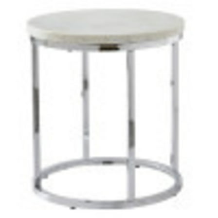 Echo White Marble and ChromeMetal Round Contemporary End Table