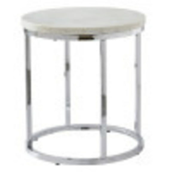 Echo White Marble and ChromeMetal Round Contemporary End Table