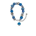 thumbnail image 2 of Delight Jewelry 12mm Faceted Teal Glass Spinner Blue Paw Print Bead Bracelet, 7"+2", 2 of 4