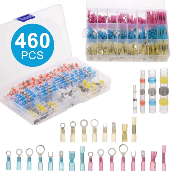 460Pcs Solder Seal Heat Shrink Butt Connectors & Heat Shrink Wire Connectors Kit for Marine Automotive Boat Truck
