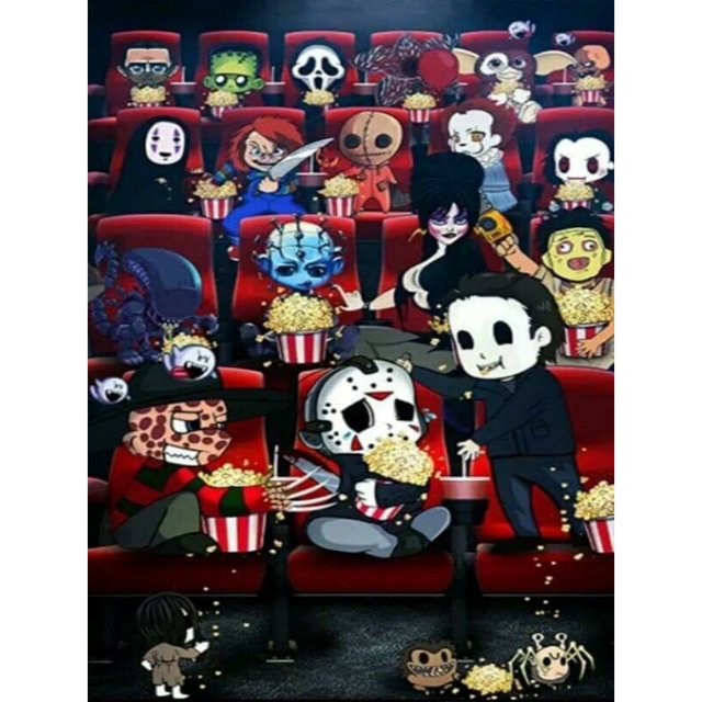 Pintura de diamante 5D DIY Taladro redondo completo Película de terror Decoración del hogar (V4181) FLhrweasw Nuevo