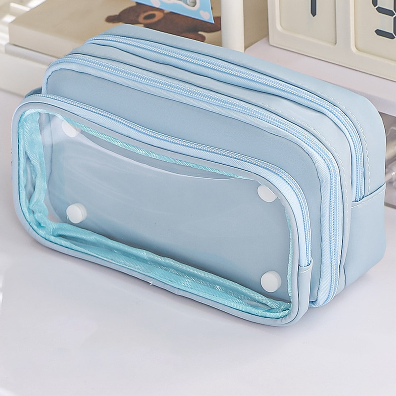 Nkmbld Pencil Case Large Capacity Pencil Pouch with Zipper Multiple Pockets Portable Canvas Pencil Box Stationery Organizer for Office Supplies