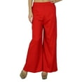 thumbnail image 2 of Bimba Women Straight Palazzo Pants Red Casual Rayon Made Bottoms, 2 of 7