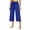 21# Blue, variant on Womens Capri Pants Loose Yoga Pants Petite Wide Leg Drawstring Pull On Comfy Lounge Pajama Capris with Pockets Army Green S