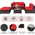 thumbnail image 4 of YYAo Garden Conversation Table Set, Conversation Loveseat Chairs Set,5 Pcs Outdoor Patio Rattan Furniture Set Sectional Conversation with Navy Cushions-Red, 4 of 7