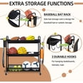 thumbnail image 4 of Basketball Rack 3-Shelf Training Stand Ball Holder Sports Ball Cart Garage Organizer Ball Basket Storage, Ball Rack for Garage or Gym, Indoor & Outdoor Sports Equipment Organizer, 4 of 9