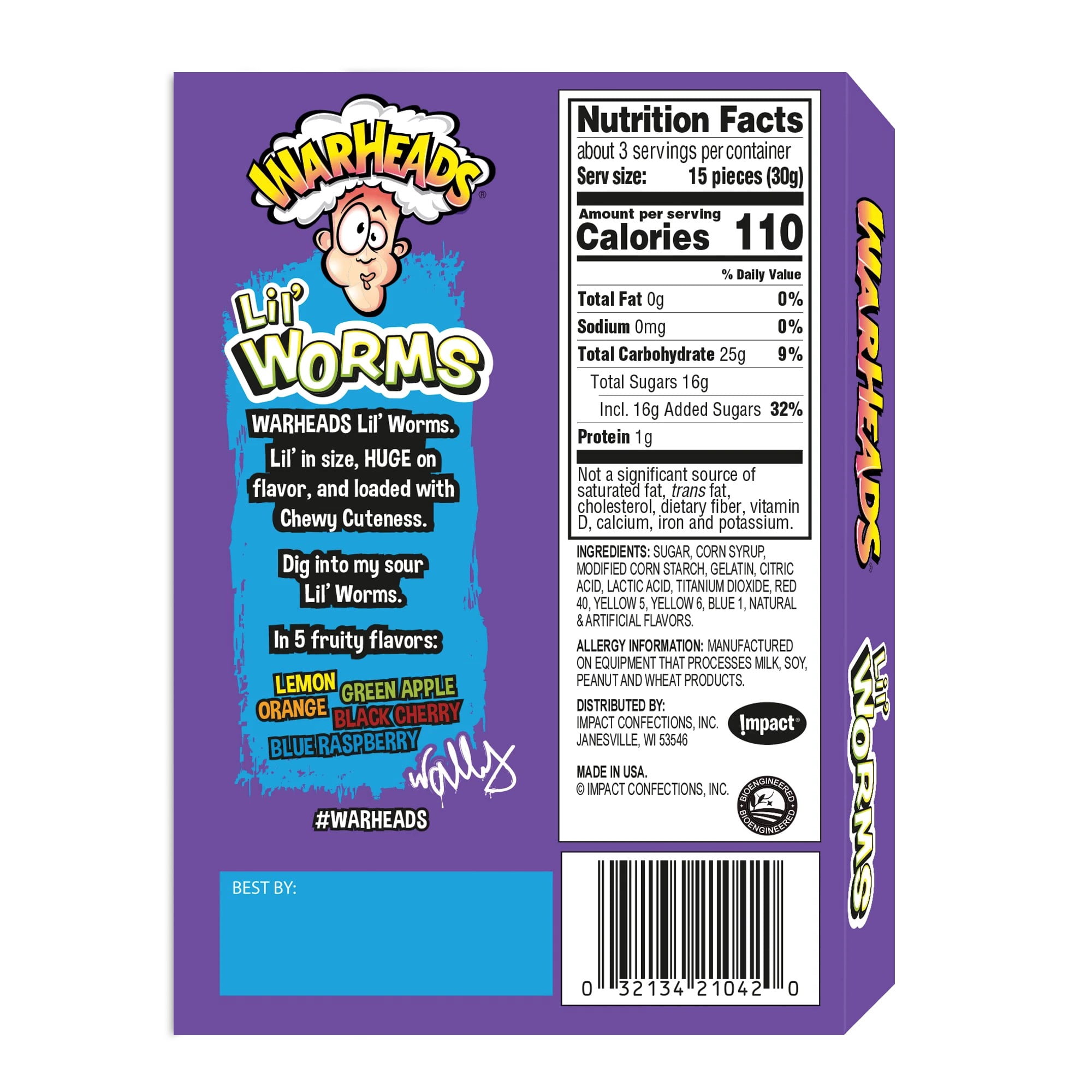 WarHeads Lil Worms Sour Chewy Candy Theater Box 12-count 3.5 oz