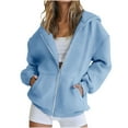 thumbnail image 5 of Fengqque Women's Zip Up Drawstring Hoodies Pocket Jackets Winter Coats Long Sleeve Sweatshirts Pullover Fall Clothes Sky Blue XL(XL), 5 of 7