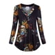 thumbnail image 3 of Camisa de manga larga con cuello en V superior para mujer Blusa con estampado floral informal, 4XL, Negro Noticed AP000933-31, 3 of 7