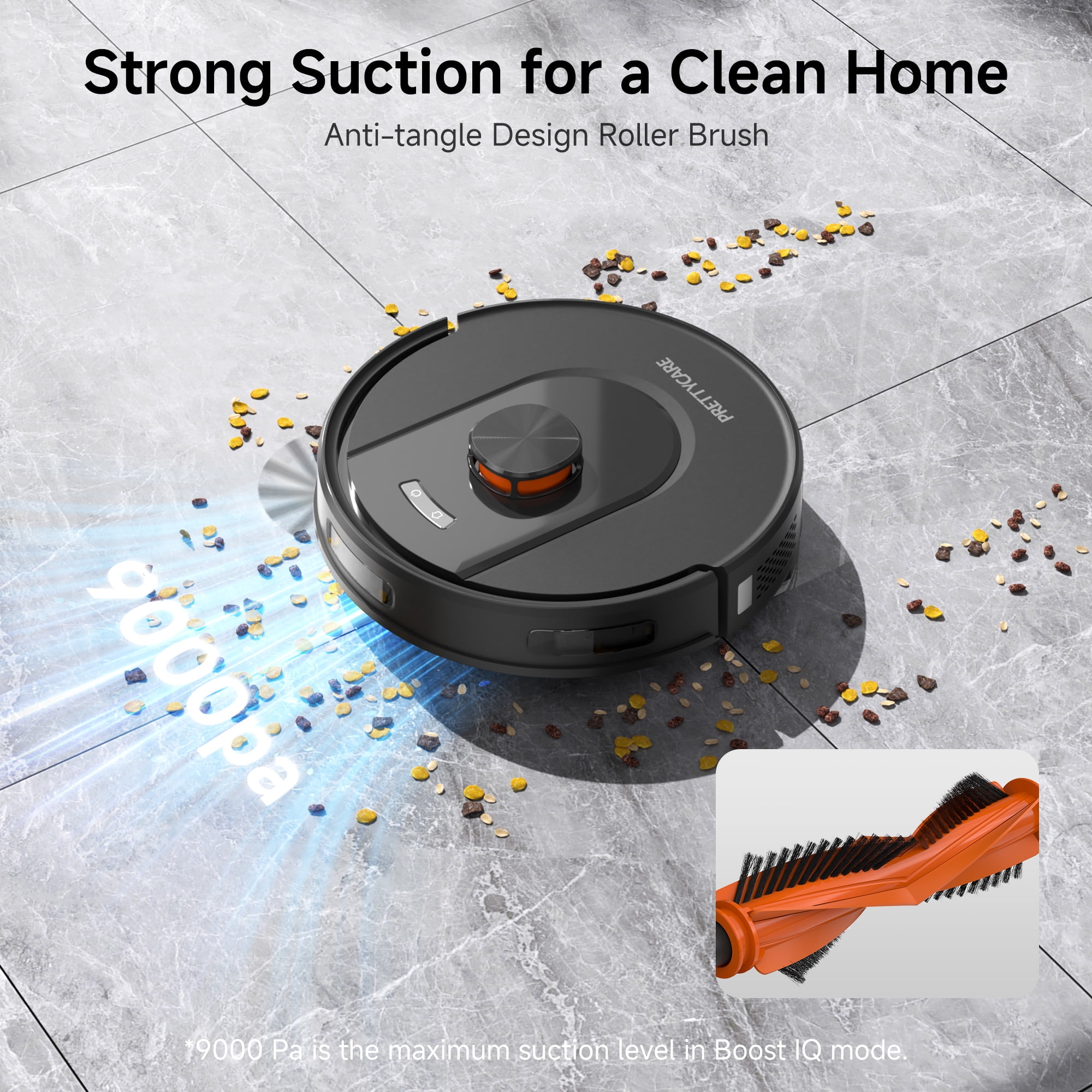 PrettyCare Robot Vacuum and Mop Combo Cleaner 9000pa,85 Days Self-Emptying & Recharging Station with 3D Home Mapping for Debris/Stain/Hair/Pet, L1 PRO