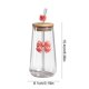 thumbnail image 3 of Vaso de vidrio con tapa y pajita para café y bebidas frías | Vaso decorado con diseño de mariposa | Vaso térmico para el hogar, la oficina y para uso al aire libre, 3 of 6