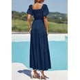 thumbnail image 3 of PRETTYGARDEN Womens Summer Puff Short Sleeve Maxi Dress Square Neck Smocked Tiered Ruffle A Line Long Flowy Beach Dresses, 3 of 8