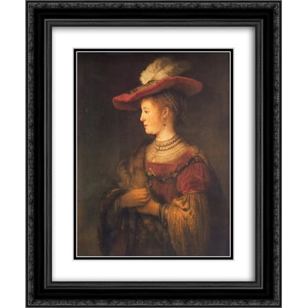 Rembrandt 2x Matted 20x24 Black Ornate Framed Art Print 'Portrait of Saskia van Uylenburgh'