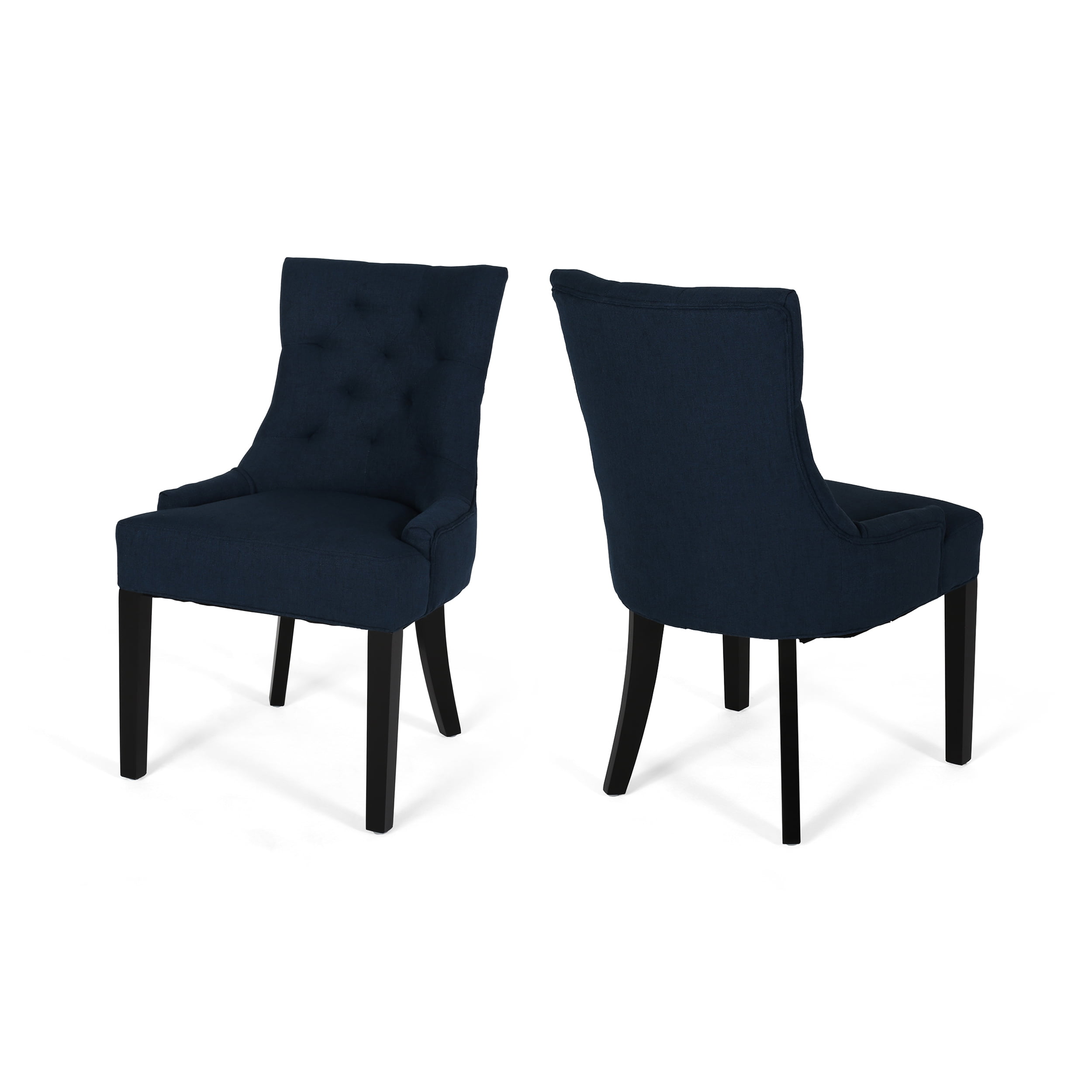 Noble House Byron Indoor Fabric Dining Chairs, Set of 2, Navy Blue