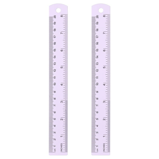 Uxcell 2 piezas Regla Recta 7.87" Reglas de Aluminio Métricas SAE con Agujero Púrpura