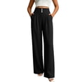 thumbnail image 2 of Guluxicc Womens High Waisted Wide Leg Pants Button Front Casual Trousers with Pockets Solid Color Pants for Work Casual and Business, 2 of 6