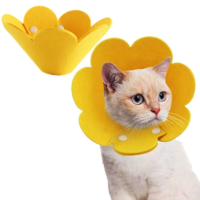 Collar de recuperación de gato suave para mascotas,Cono ajustable para perros y gatos,Collar de cono protector para perros después de la cirugía Amarillo