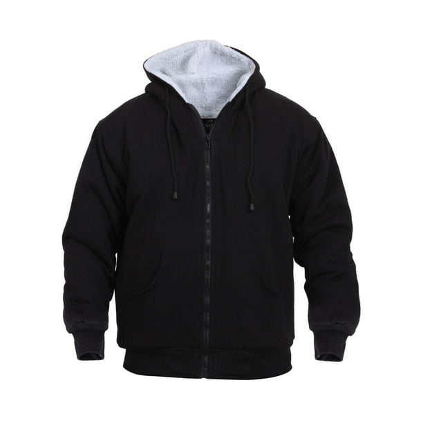 Rothco - Sherpa Lined Hoodie, Heavy Weight Zippered Sweatshirt - Black ...