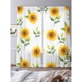 thumbnail image 3 of Sunflower Sheer Curtains 96 Inch Length 2 Panels Set, Yellow Spring Watercolor Floral White Voile Window Treatment Semi Sheer Long Curtains Drapes for Bedroom/Living Room/Kitchen 52"x96"x2, 3 of 7