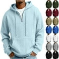thumbnail image 6 of Chiccall Hoodies for Men Quarter Zip Textured Hooded Sweatshirts Casual Loose Pullover Fashion Solid Outerwears with Pocket, 6 of 6