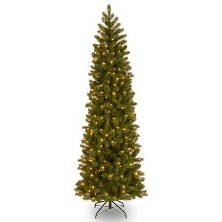 Burnt Down Christmas Tree National Tree Pre-Lit 7-1/2' Feel-Real Down Swept Douglas Fir Pencil Slim Hinged Artificial Christmas Tree with 350 Low Voltage Dual LED Lights ()