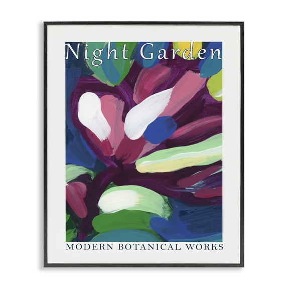 Stupell Industries Night Garden Abstract Abstract Painting Black Framed Art Print Wall Art, 11 x 14