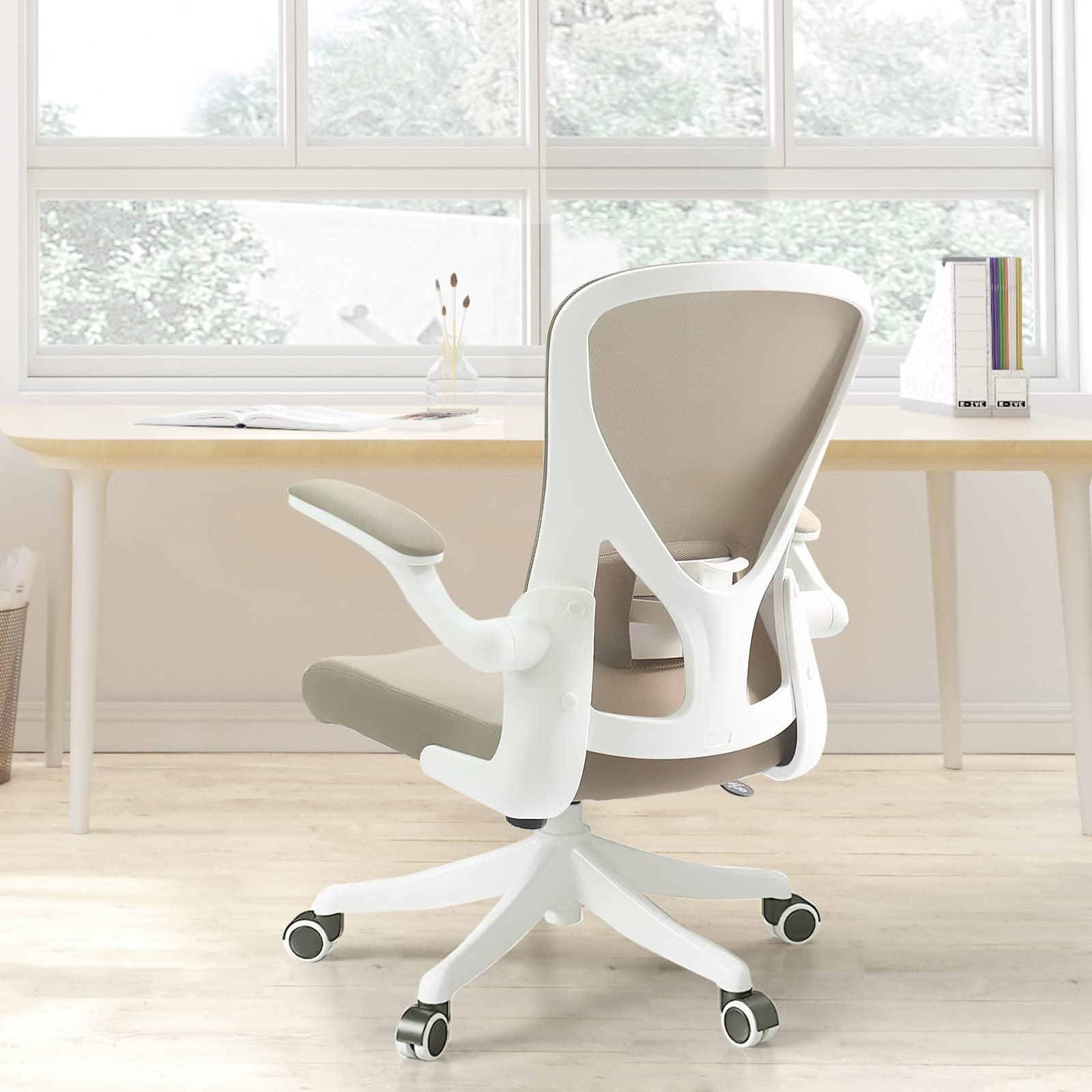 Office Chair Ergonomic Office Chair Tilt Function Adjustable FlipUp Arms, Cushion for Lumbar