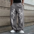 thumbnail image 4 of Havenx Men's Gothic Graphic Joggers Elastic Waist Drawstring Sweatpants with Pockets Wide Leg Pants Lounge Athletic Relaxed Fit Punk Clothes,Gray 2XL, 4 of 4