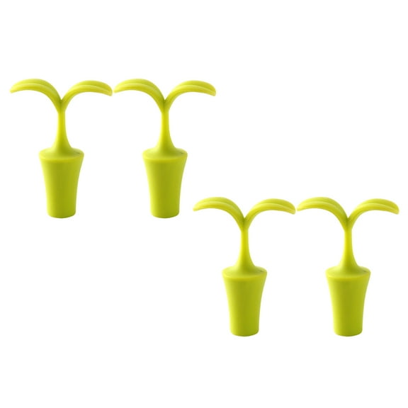 NIAIZEK 4pcs Leaf Shape Silicone Wine Stoppers Green Chic Design