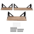 thumbnail image 2 of Wall Storage Shelves, Simple Style High Load Capacity Multifunctional 3 Sets Wood Floating Shelf Easy Installation With Screws For Bedroom Bathroom, 2 of 8
