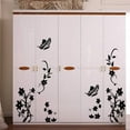 thumbnail image 4 of 2 piezas de flores negras Pegatinas de pared de vid de PVC para nevera, mariposas, murales extraíbles, decoración artística para el hogar, cocina, armario, 140 x 50 cm, 4 of 5