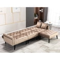 thumbnail image 2 of Ivinta Convertible Velvet Sofa, Sectional Couch with Ottoman, Sleeper Sofa 4-Seater for Living Room, 2 of 9