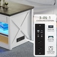 thumbnail image 4 of Farmhouse Coffee Table with Charging Station,Lift Top Coffee Table with Hidden Compartment and 2 Drawers,LED Lights Center Table for Living Room（White）, 4 of 9