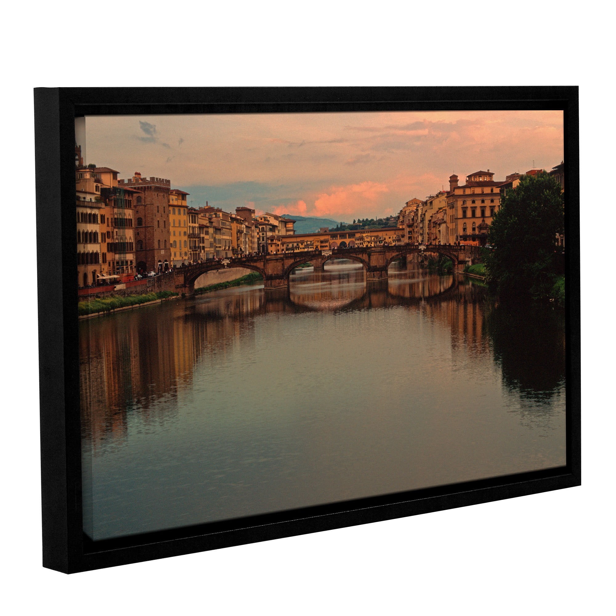 ArtWall Kathy Yates "Ponte Vecchio Reflections" Gallery-Wrapped Floater-Framed Canvas