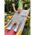 thumbnail image 5 of BemeyourBBs Newborn Baby Boy Summer Clothes Striped Bubble Romper Infant Boy Contrast Color Short Sleeve Turn Down Collar Button Up Shirt Bodysuit Jumpsuit, 5 of 9