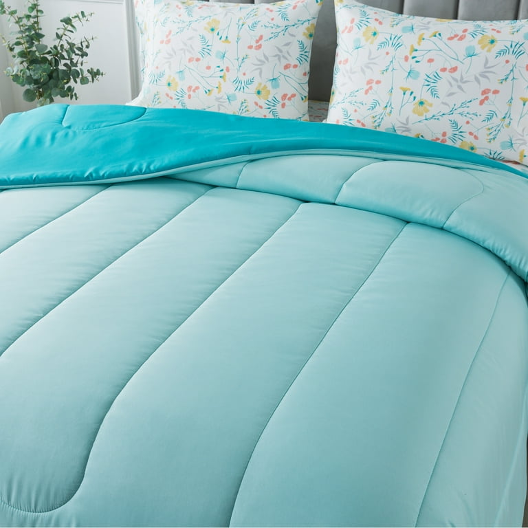 Mainstays Teal 5 Piece Bed in a Bag Comforter Set with Sheets and