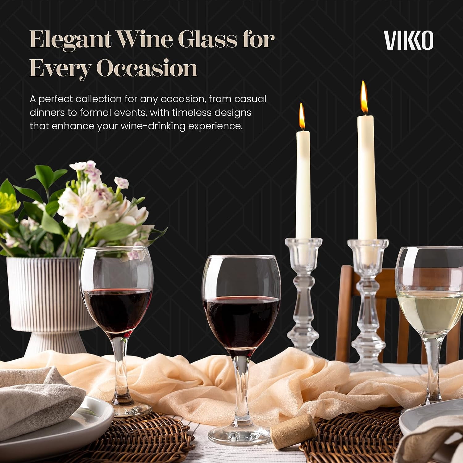 Vikko 8.5 Oz Mini Wine Glasses with Stem Glassware Set for Red & White Wine, 6-Pack