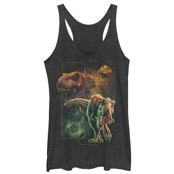 Women's Jurassic World: Fallen Kingdom New Predator Dinosaur  Racerback Tank Top Black Heather Large