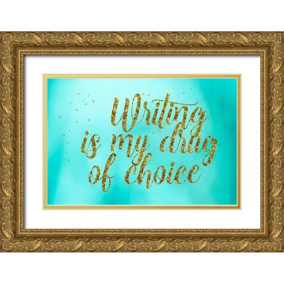 Murdock, Ramona 32x23 Gold Ornate Wood Framed with Double Matting Museum Art Print Titled - Writing is My Drug