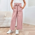thumbnail image 4 of Toddler Athletic Sweatpants New Teen Girls Plus Size Pants Lightweight Wide Leg High Waist Tie Knot Casual Loose Trousers with Pockets Pinky 120, 4 of 7