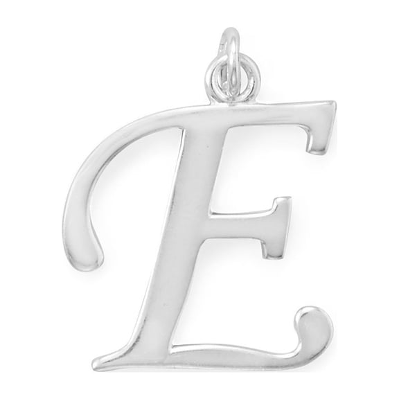 Precious Stars Sterling Silver Unisex Initial Letter E Pendant - No Chain, Pendant Only