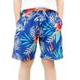 thumbnail image 1 of Pantalones de playa de verano para niños, pantalones de playa con estampado de hojas, pantalones de surf elásticos de cuatro lados, pantalones cortos casuales (azul), 1 of 6