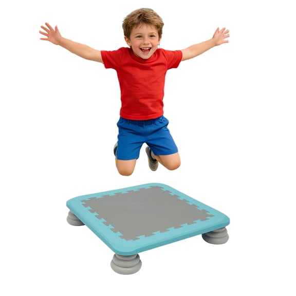 LUGBING Kids Balance Bounce Mini Trampoline Square Indoor Outdoor Play Toy, Age 3 , Safe Bouncing Board for Boys Girls Home Backyard