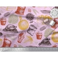 thumbnail image 2 of Soimoi Rayon Crepe Fabric Vegetables,Non Veg & Pizza Food Print Fabric by the Yard 46 Inch Wide, 2 of 3