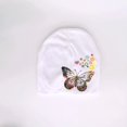 thumbnail image 1 of Gorro con pompón para bebé y niño, gorro con estampado floral de mariposa para recién nacido, a la moda, 1 of 4