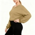 thumbnail image 4 of HAiming Womens Oversize Cropped Sweatshirts Casual Off-the-Shoulder Solid Color Loose Pullover Tops, 4 of 7