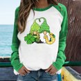 thumbnail image 2 of Chandails en Molleton pour Femmes Col Rond Vert Manches Longues Raglan T-Shirts Imprimé Gnome Tendance Graphiques, 2 of 5